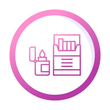 Sigara ve daha hafif ikonlu tütün sembolü, vektör illüstrasyonu 