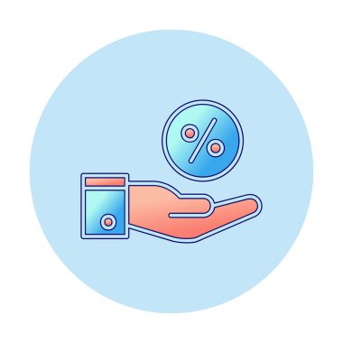 Basit el tutma oranı simgesi, indirim konsepti, vektör illüstrasyonu