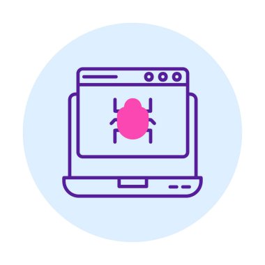 zararlı yazılım simgesinden etkilenen düz dizüstü bilgisayar 