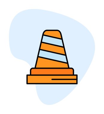 Trafik konisi vektör simgesi basit vektör illüstrasyonu