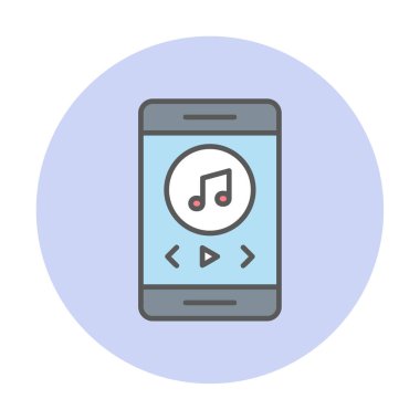 Müzik notası ikon vektör illüstrasyon tasarımı ile akıllı telefon müzik çalıcı                               