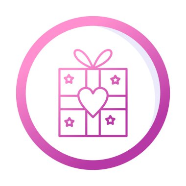 Kalp ikonu vektör illüstrasyon tasarımlı hediye kutusu