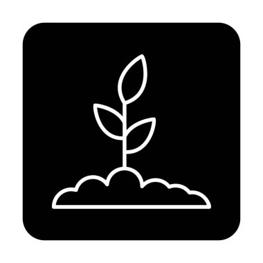 Yer simgesinde büyüyen bitki, vektör illüstrasyonu 