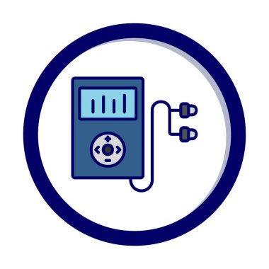 Kulaklık simgesi, vektör illüstrasyonlu Mp3 oynatıcı