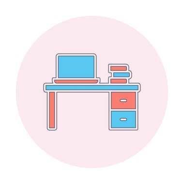 Ofis masa simgesinin vektör illüstrasyonu 