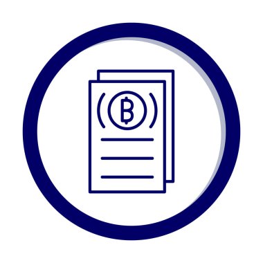 Belgeler ve bitcoin simgesinin vektör illüstrasyonu 
