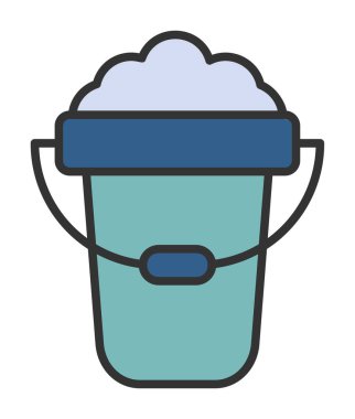 Köpük simgesi olan kova, vektör illüstrasyonu  