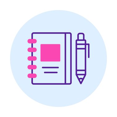 Çizim defteri ve kalem simgesi, vektör illüstrasyonu  