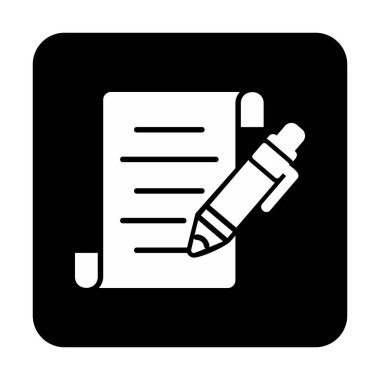 Kalem simgesi ve vektör illüstrasyonlu kağıt sayfası 