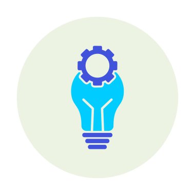 Cogwheel simgesi, vektör illüstrasyonlu ampul 