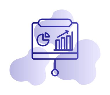 Sunum, iş istatistikleri ve pasta grafik ikonlu veri analizleri. iş analizleri, analizler, istatistikler, pasta grafiği