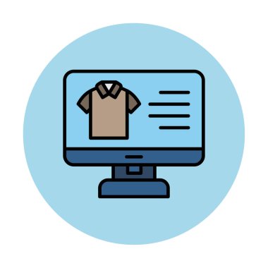 Basit Kumaş Çevrimiçi Alışveriş simgesi, vektör illüstrasyonu