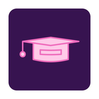 Mezuniyet şapkası ikonu, eğitim ikonu. düz tasarım biçimi