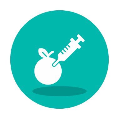 Gmo Food, şırınga ikonlu elma, vektör illüstrasyonu 