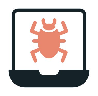 Virüs bulaşmış Laptop Simgesi - Virüs vektör çizimi tasarımı