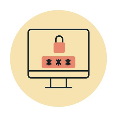 Basit Bilgisayar monitörü Ekran simgesi, vektör illüstrasyonunu kilitle