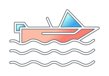 Basit Motorboat simgesi, vektör illüstrasyonu