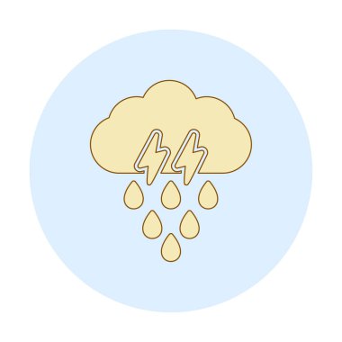 Gök gürültülü yağmurlu bulut sembolü, hava durumu ikonu, vektör illüstrasyonu 