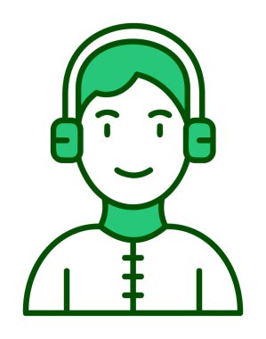 DJ avatar web simgesi, vektör illüstrasyonu 