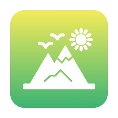 Dağların ve güneşin simgesi. vektör illüstrasyonu