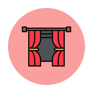 Tiyatro perdeleri simgesi, vektör illüstrasyonu 