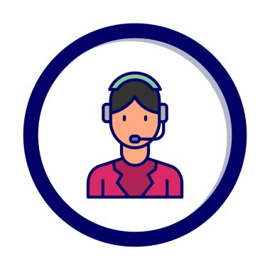 Basit Müşteri Hizmeti Temsilcisi simgesi, vektör illüstrasyonu