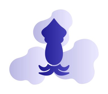 Beyaz arkaplanda mürekkep balığı vektörü simgesi 