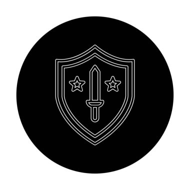 Kılıç vektör ağ simgesine sahip Askeri Kalkan, vektör illüstrasyonu 