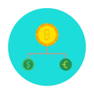 Para birimi yapısını bitcoin, dolar ve avro sembolleriyle böl 