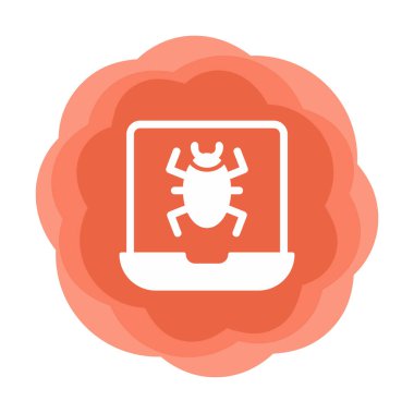 Virüs bulaşmış Laptop Simgesi - Virüs vektör çizimi tasarımı