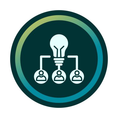 Takım Fikri, ampul ve iş dünyası ikonu, vektör illüstrasyonu