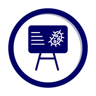 Bakteri simgesi ve vektör illüstrasyonlu sunum tahtası