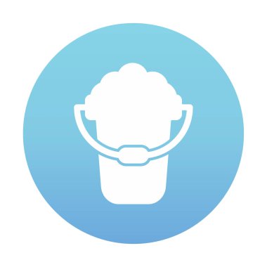 Köpük simgesi olan kova, vektör illüstrasyonu  