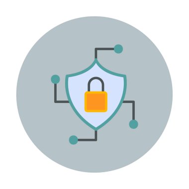 Asma kilit simgesi, vektör illüstrasyonlu güvenli kalkan