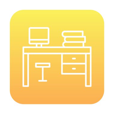 ofis masası simgesi, basit vektör illüstrasyonu