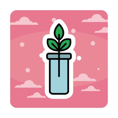 bir test tüpünde bitki, gmo konsepti, vektör illüstrasyonu  