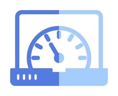 Vektör hızı test dizüstü bilgisayarı web simgesi, vektör illüstrasyonu