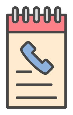 Beyaz arkaplanda telefon rehberi ikonu vektör çizimi