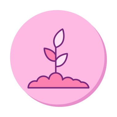 Yer simgesinde büyüyen bitki, vektör illüstrasyonu 