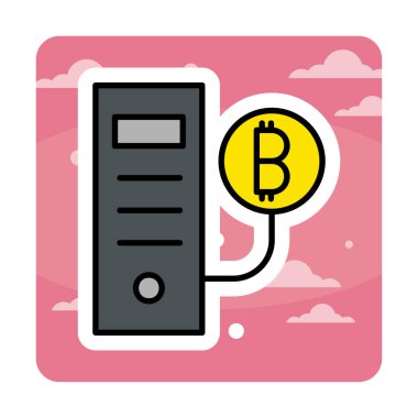 Bitcoin Madeni İşlemcisi (BTC) simgesi, vektör illüstrasyonu 