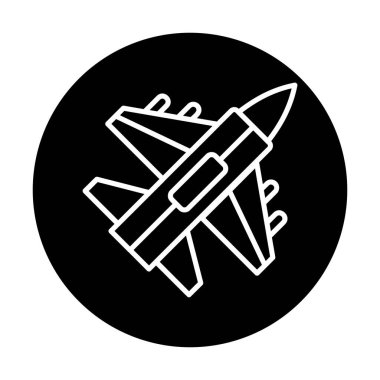 Jet Fighter ikonu. Askeri uçak uçuşu. vektör illüstrasyonu