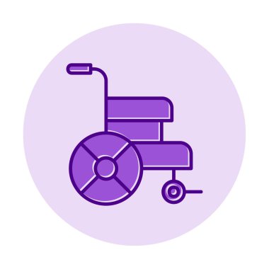 Basit Tekerlekli sandalye Simgesi, vektör illüstrasyonu