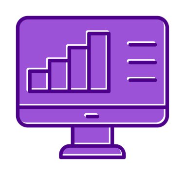 Basit Bilgisayar İzleme Veri Analizi simgesi, vektör illüstrasyonu