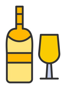 şarap şişe ve cam kutsal kişilerin resmi, vektör çizim  