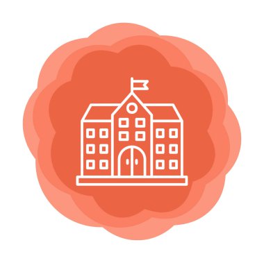 Üniversite binası ikonu. Düz renk tasarımı. vektör illüstrasyonu.                           