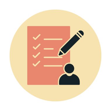 Kontrol listesi düz simgesi, vektör illüstrasyonu 