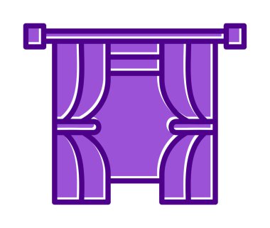 Tiyatro perdeleri simgesi, vektör illüstrasyonu 