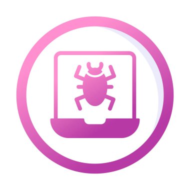 Virüs bulaşmış Laptop Simgesi - Virüs vektör çizimi tasarımı