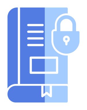 Asma kilit simgesine sahip kitap, vektör illüstrasyon tasarımı, Güvenli Kitap sembolü 