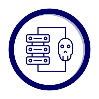veri merkezi ve Hackleme vektör çizgisi simgesi, imza illüstrasyonu 